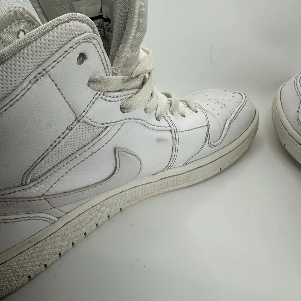 Nike Air Jordan Shoes Mens Size 11.5 Triple White Mid High Sneakers Basketball